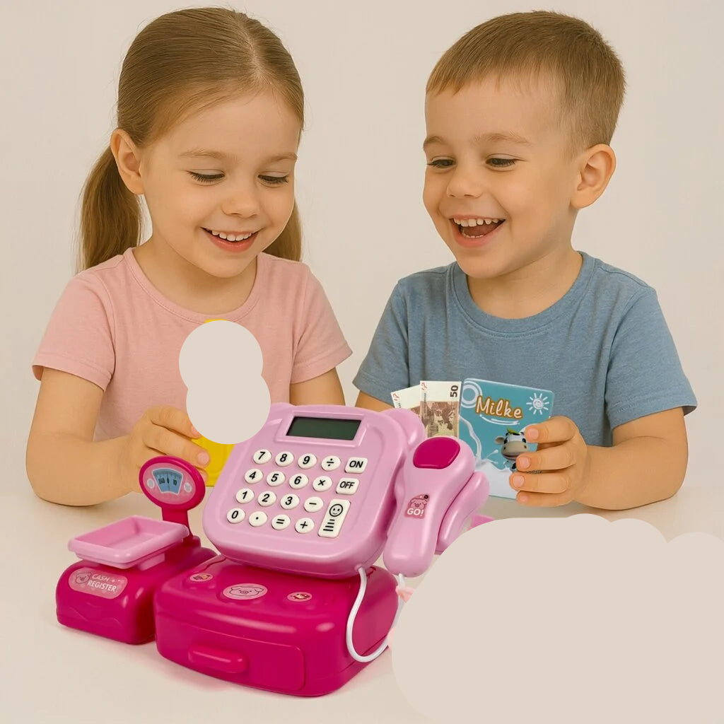 Kids Toy Cash Register with Scanner & Calculator – Pretend Play Grocery
