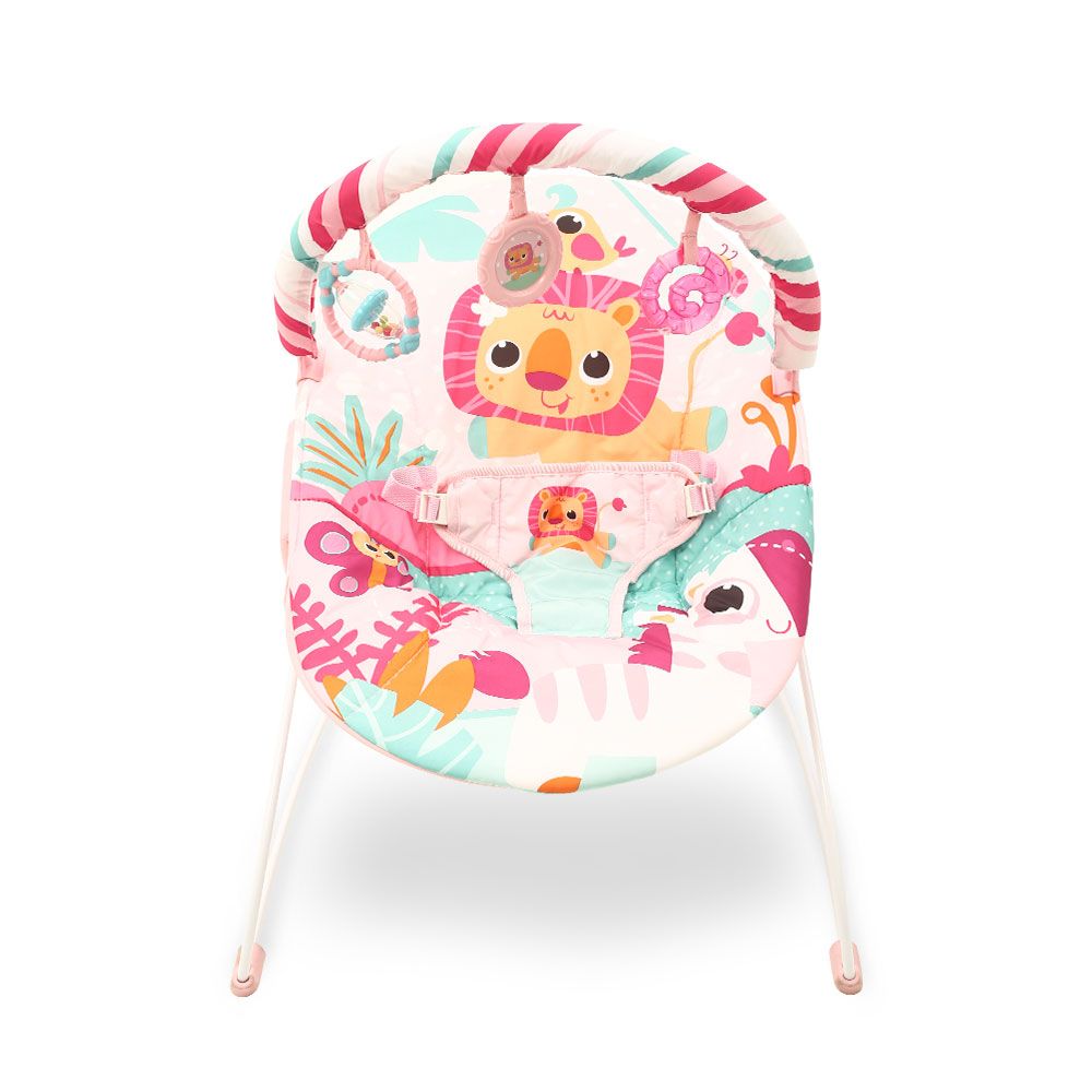 Bright Starts Playful Safari Baby Bouncer Seat – Pink Jungle Theme
