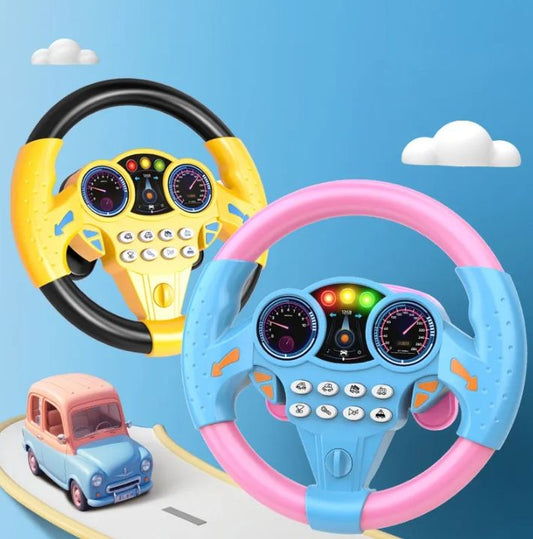 Kids Driving Simulation Steering Wheel Toy – 360° Rotation with Lights & Sounds
