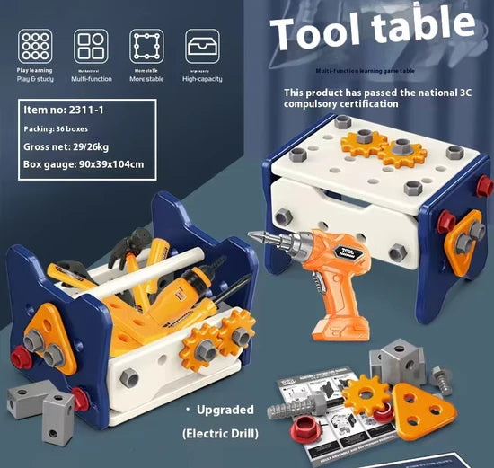 Multi Function DIY Tool Table Little Engineer Pretend Play Kit
