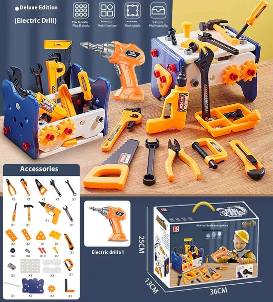 Multi Function DIY Tool Table Little Engineer Pretend Play Kit