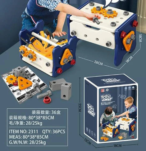 Multi Function DIY Tool Table Little Engineer Pretend Play Kit