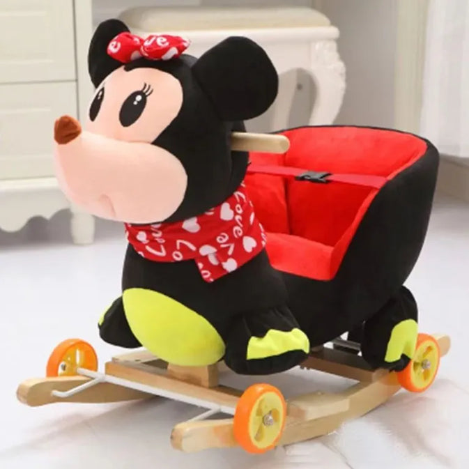 2-in-1 Plush Animal Rocking Chair with Wheels –  Minnie Mouse (Only For Karachi Customers)