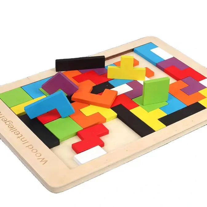 Wooden Tetris Puzzle Brain Teaser Toy for Kids