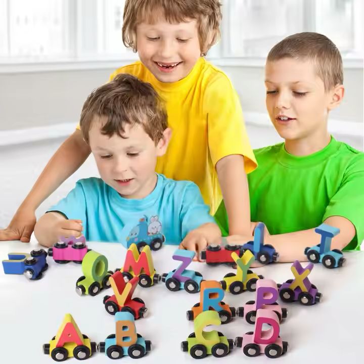 Wooden Magnetic Train with Numbers: Colorful Play & Learn