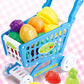 Kids Shopping Cart Playset + Fruit & Veggies Cutting Pack (Bundle)