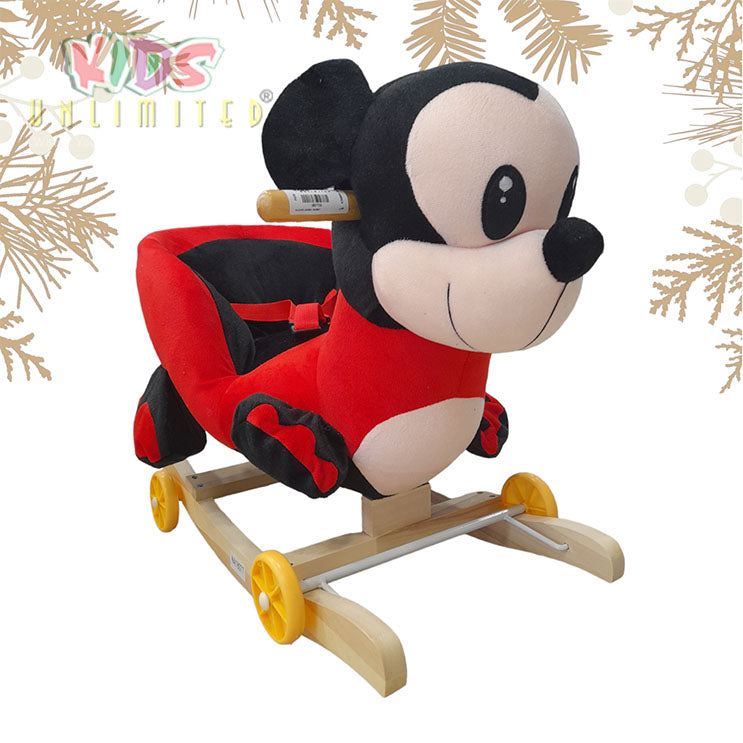 2-in-1 Plush Animal Rocking Chair with Wheels –  Mickey Mouse (Only For Karachi Customers)