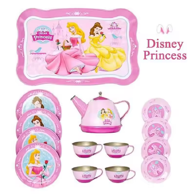 15-Piece Kids Metal Tea Set – Design Pretend Play Toy for Girls Ages 3+