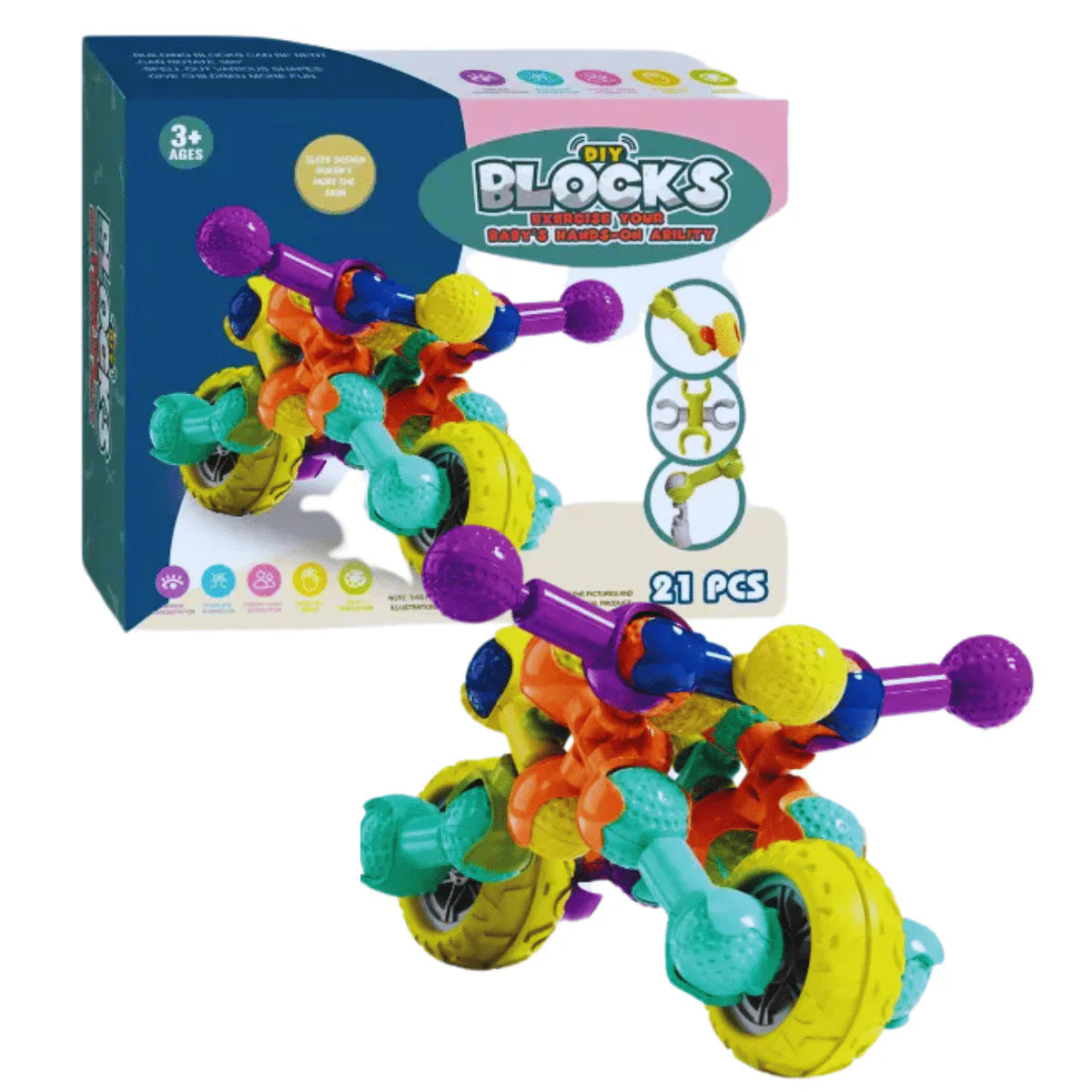 DIY Building Blocks Set for Kids – 21 Pcs Hands-On Construction Toy