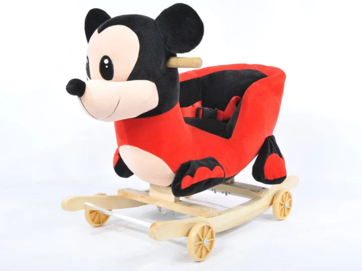 2-in-1 Plush Animal Rocking Chair with Wheels –  Mickey Mouse (Only For Karachi Customers)