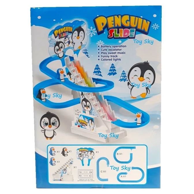 Penguin Slide Track Toy – Climbing Penguin Musical Toy with Lights (3 Penguins)