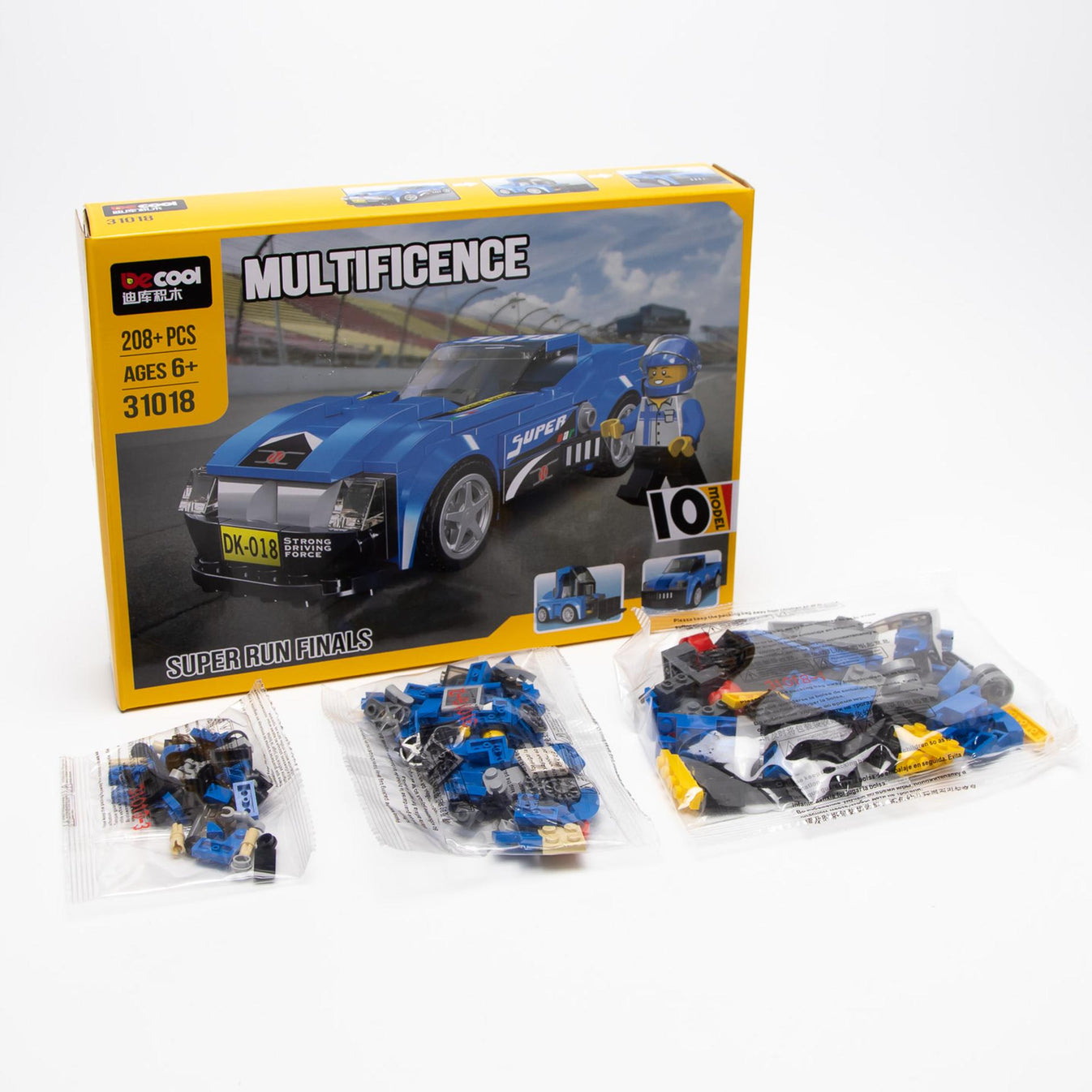 208+ PCS DECOOL Racing Car Building Blocks Set – Super Run (Ages 6+)