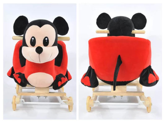 2-in-1 Plush Animal Rocking Chair with Wheels –  Mickey Mouse Character Designs
