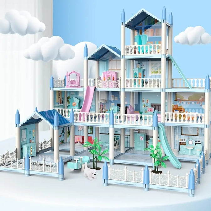 Deluxe Dollhouse Playset Multi-Level with Furniture (Ground+3 Floors)