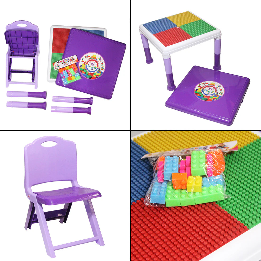 2-in-1 Kids Building Block Table & 2 Chairs Set – Convertible Activity Desk with Bricks & Storage (Ages 2–6)