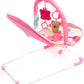 Pink Baby Bouncer Chair with Vibrations & Hanging Toys – Soft Padded Infant Seat with Safety Harness