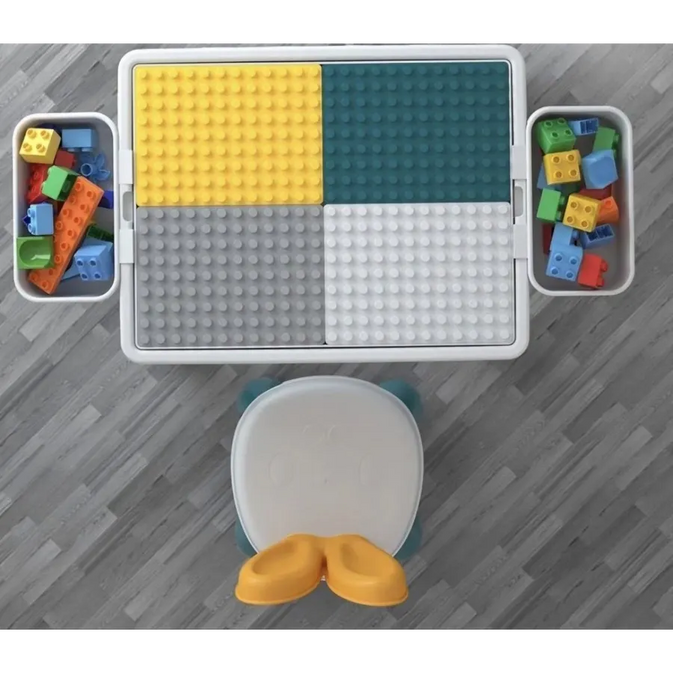 MultiFunction Building Block Table with Chair - 72 Pcs | Educational Play Table for Kids (3+ Years)