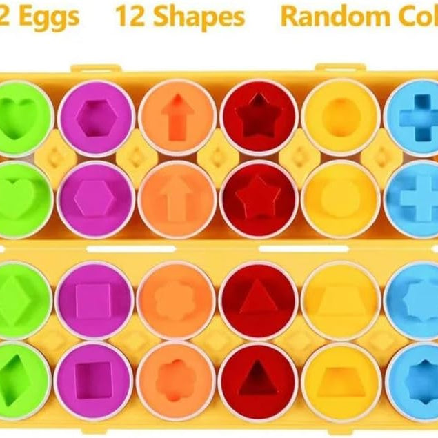 Shape Matching Egg Toy Set – 12 Pcs Montessori Color & Shape Learning Eggs