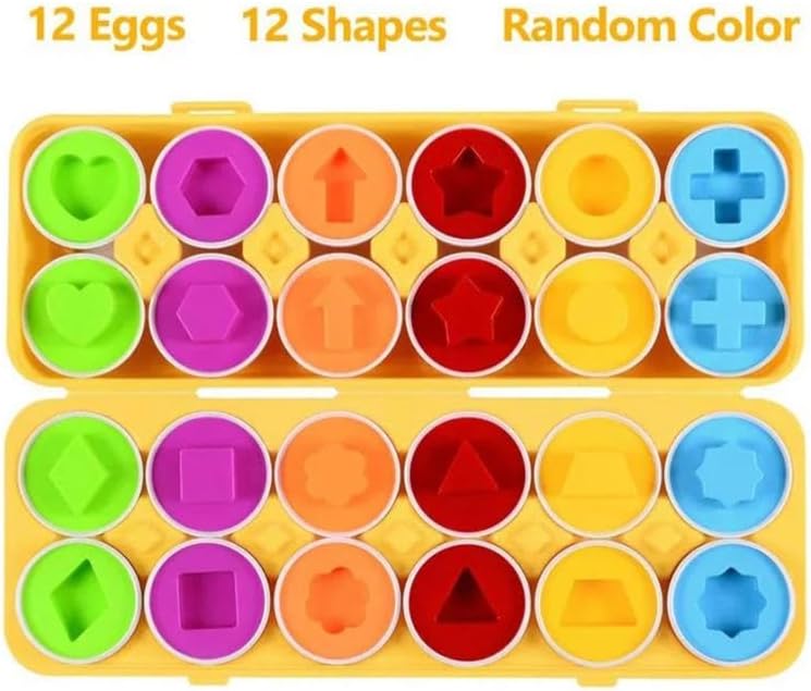 Shape Matching Egg Toy Set – 12 Pcs Montessori Color & Shape Learning Eggs