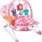 Pink Baby Bouncer Chair with Vibrations & Hanging Toys – Soft Padded Infant Seat with Safety Harness