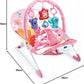 Pink Baby Bouncer Chair with Vibrations & Hanging Toys – Soft Padded Infant Seat with Safety Harness