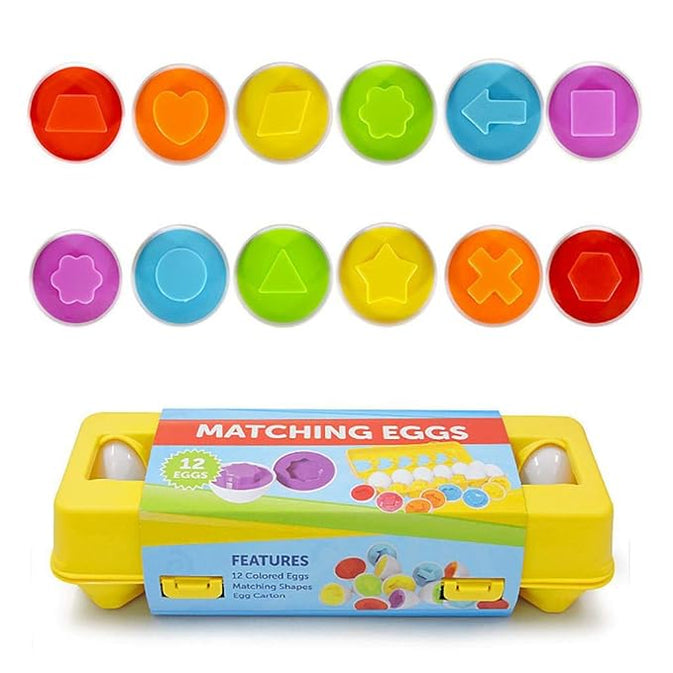 Shape Matching Egg Toy Set – 12 Pcs Montessori Color & Shape Learning Eggs