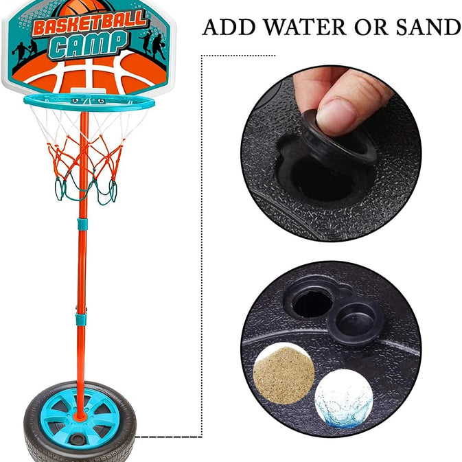 Metal Adjustable Kids Basketball Hoop Set with Ball & Pump – Indoor & Outdoor Sports Toy (Ages 3+)