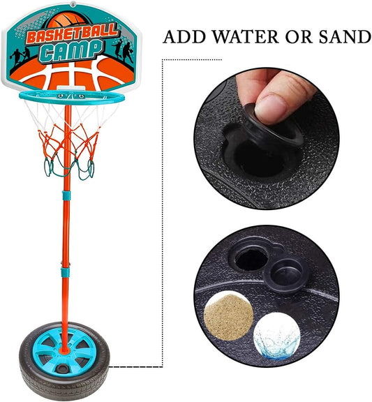 Metal Adjustable Kids Basketball Hoop Set with Ball & Pump – Indoor & Outdoor Sports Toy (Ages 3+)