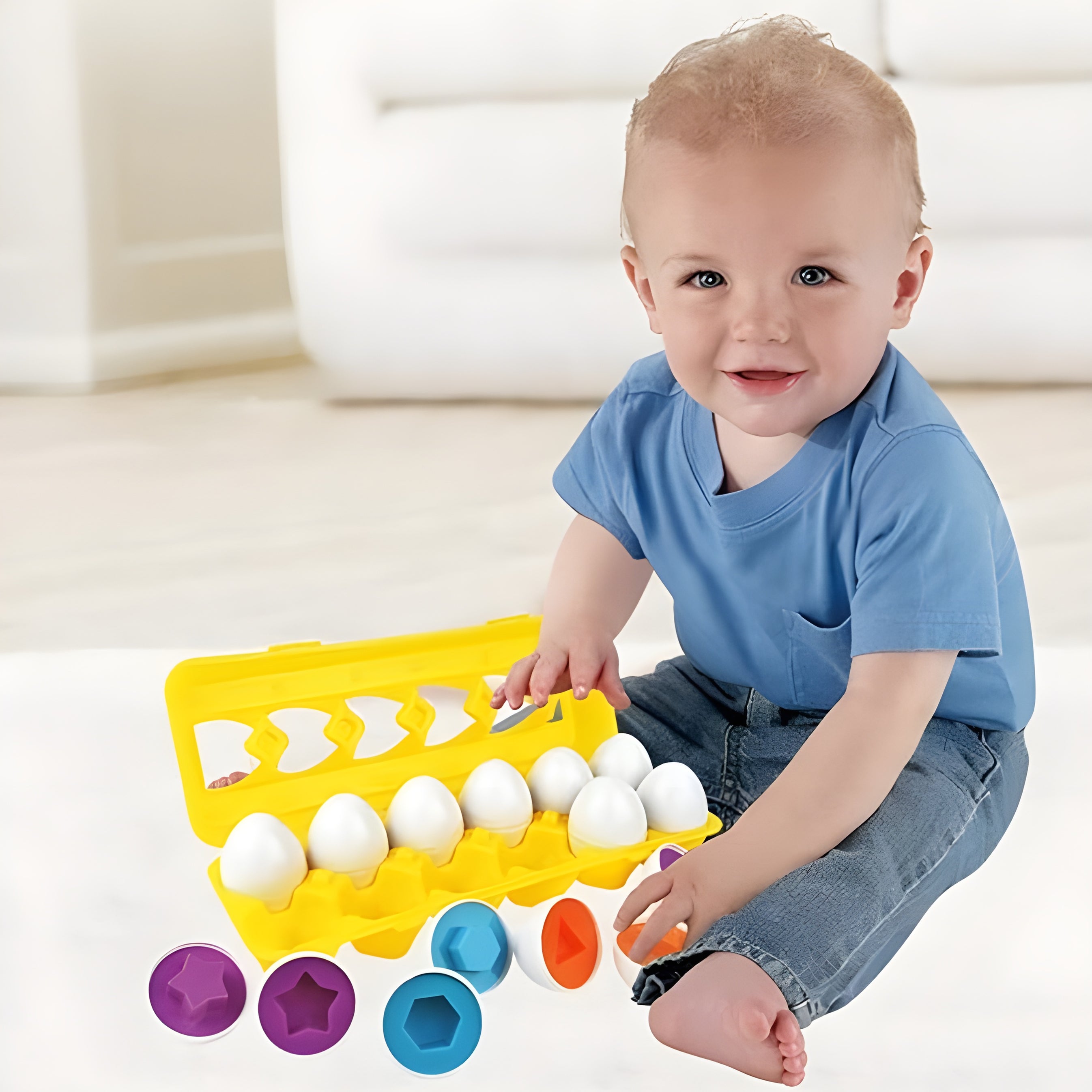 Shape Matching Egg Toy Set – 12 Pcs Montessori Color & Shape Learning Eggs