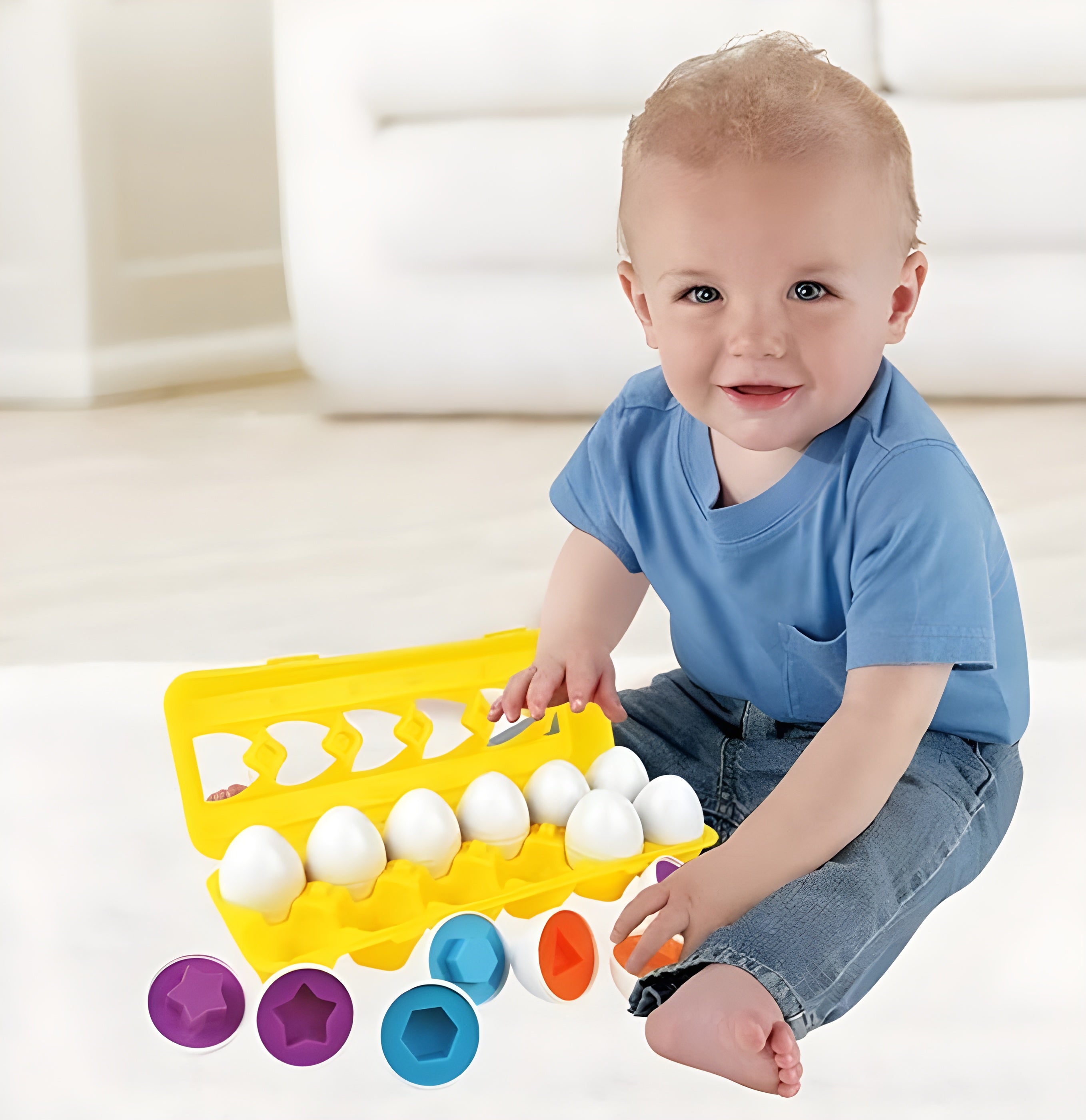 Shape Matching Egg Toy Set – 12 Pcs Montessori Color & Shape Learning Eggs