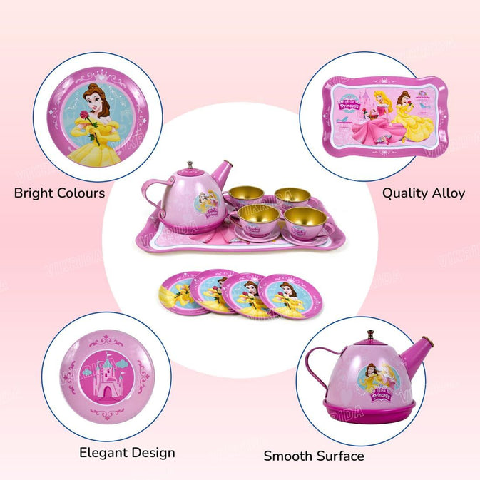 15-Piece Kids Metal Tea Set – Design Pretend Play Toy for Girls Ages 3+