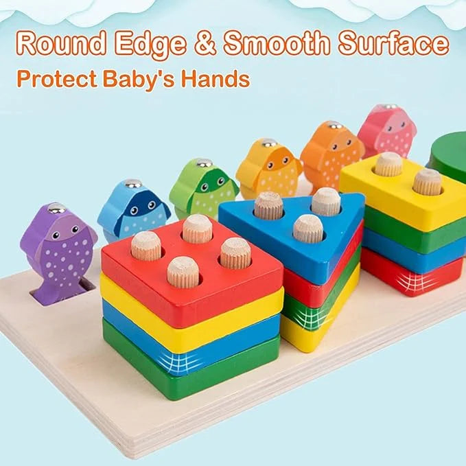 Wooden Shape Sorter Stacking Toy - Educational Magnetic Learning Toy