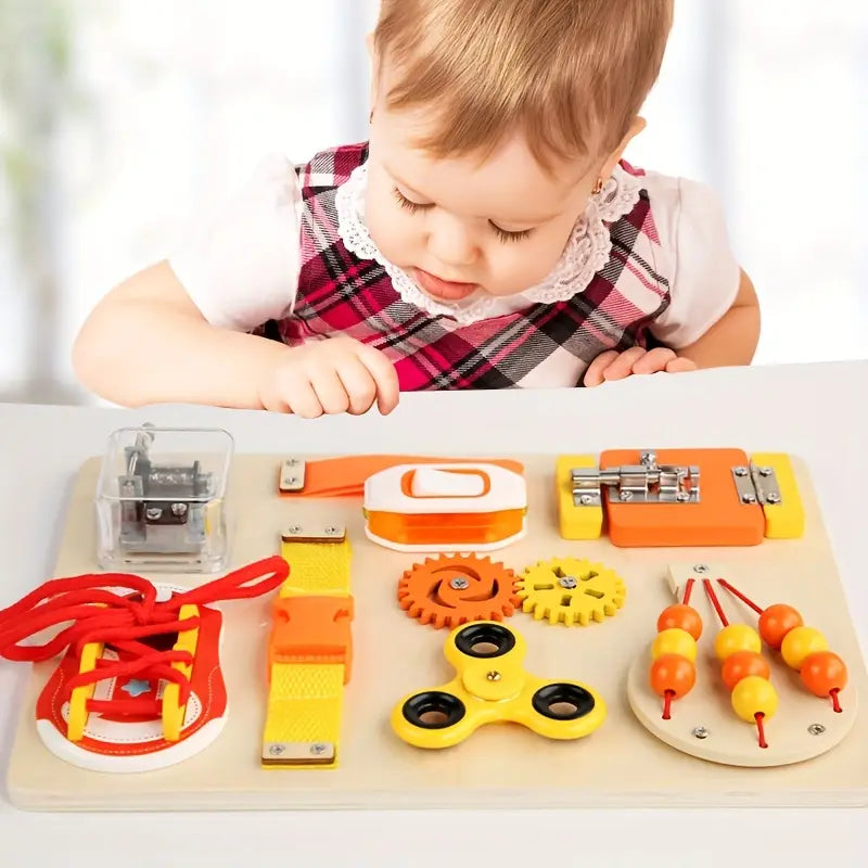 Montessori Busy Board – Sensory Activity Board for Toddlers