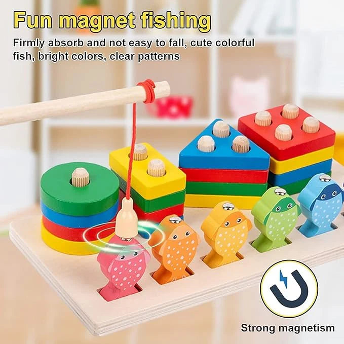 Wooden Shape Sorter Stacking Toy - Educational Magnetic Learning Toy