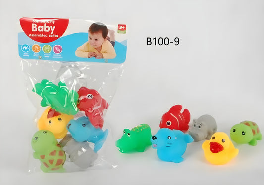 Action Hero 4Pcs Figure Set + Colourful 6 Small Creatures Squeeze Toy