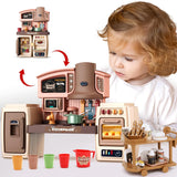 Kids Kitchen Playset with Fridge, Oven, Microwave & Food Trolley – with Lights, Sounds & Accessories for Toddlers