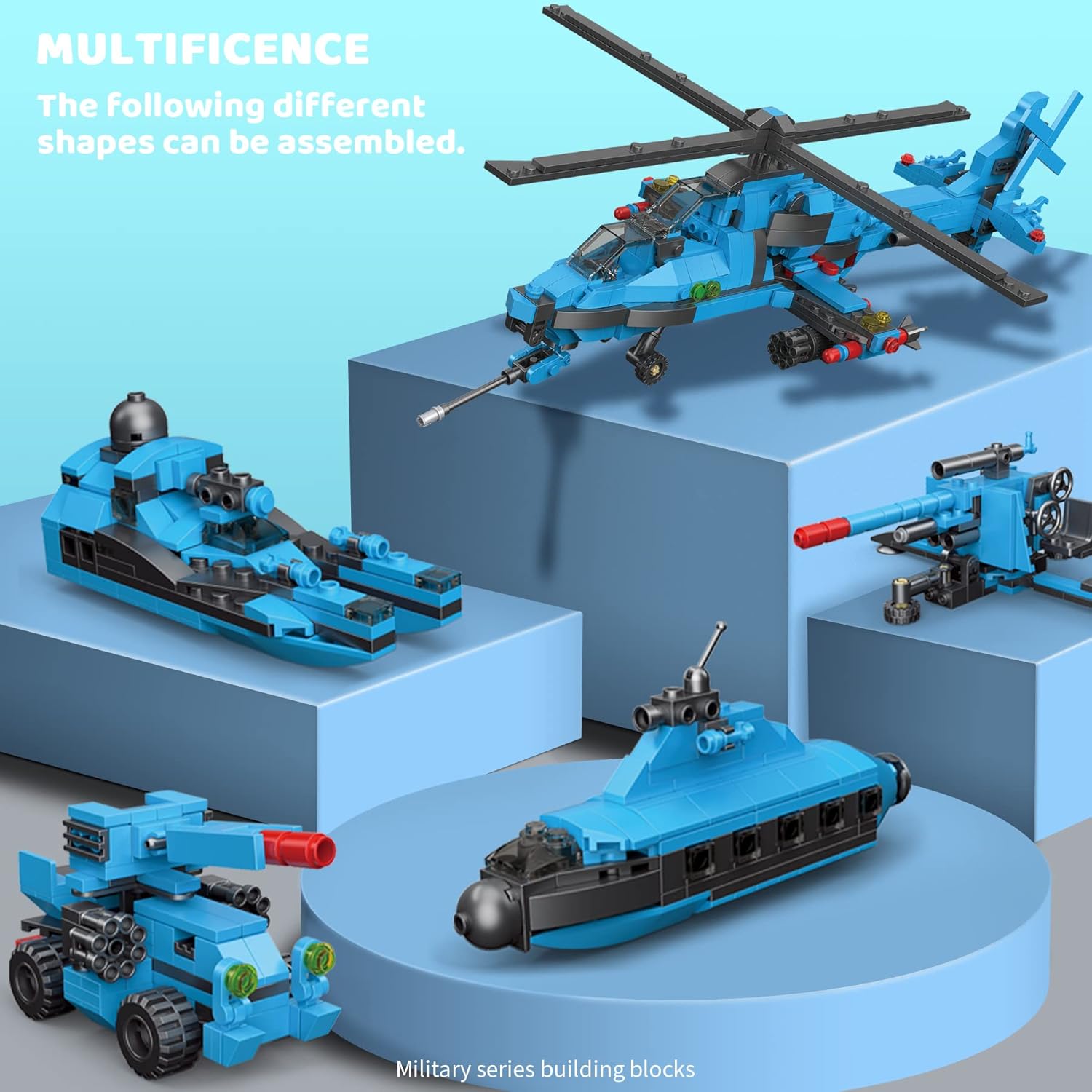 Military Helicopter Building Block Set – 727+ PCS, 13-in-1 Model Kit