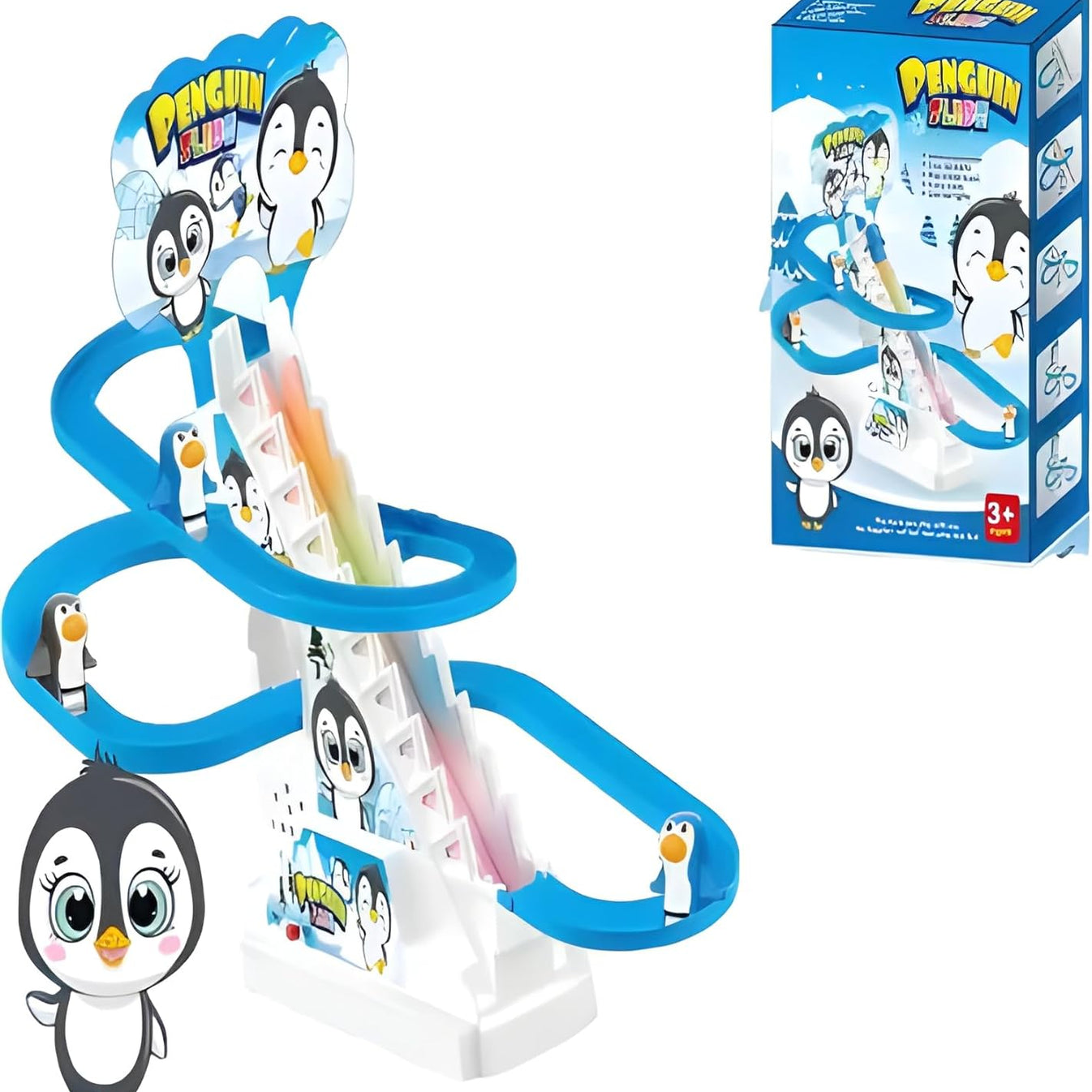 Penguin Slide Track Toy – Climbing Penguin Musical Toy with Lights (3 Penguins)