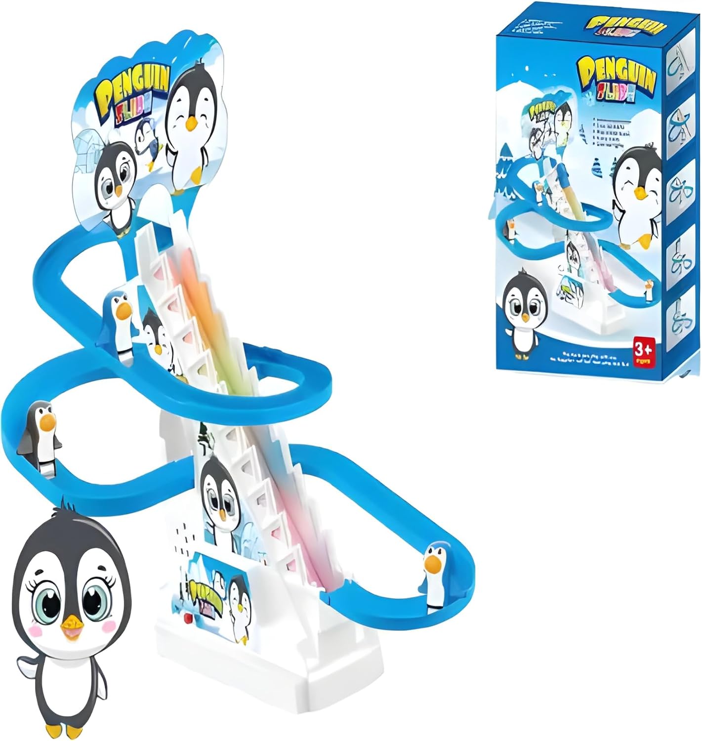 Penguin Slide Track Toy – Climbing Penguin Musical Toy with Lights (3 Penguins)