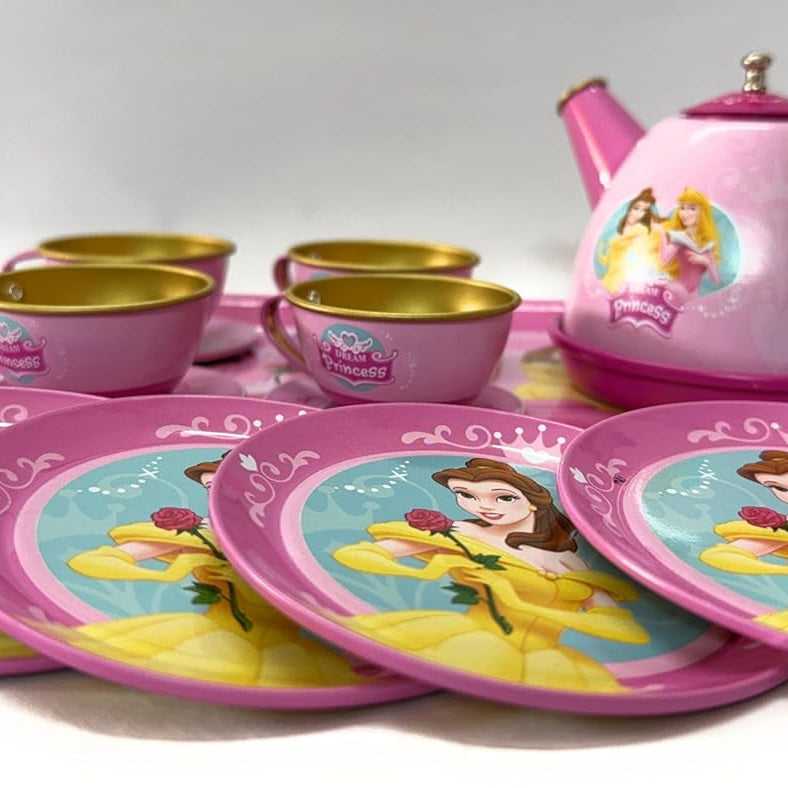 15-Piece Kids Metal Tea Set – Design Pretend Play Toy for Girls Ages 3+