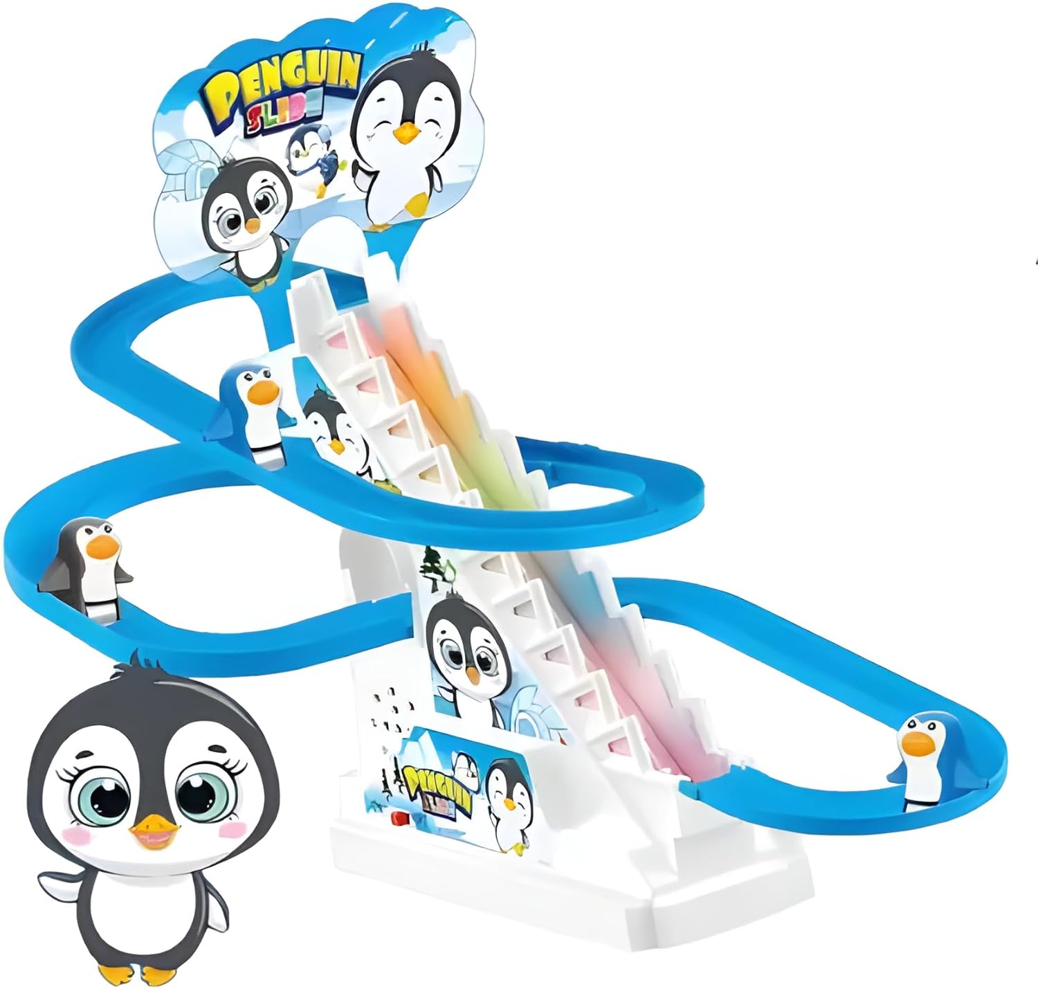 Penguin Slide Track Toy – Climbing Penguin Musical Toy with Lights (3 Penguins)