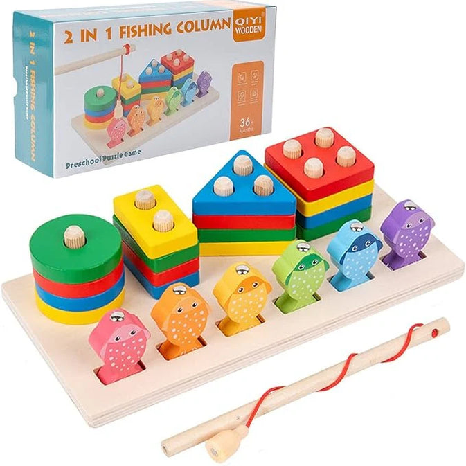 Wooden Shape Sorter Stacking Toy - Educational Magnetic Learning Toy