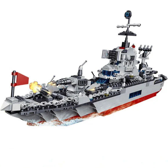 Navy Battleship Building Block Set – 739+ PCS, 13-in-1 Upgrade Kit