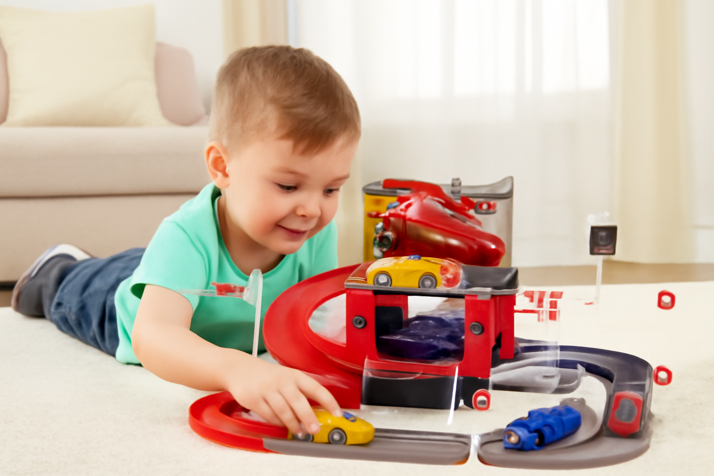 Racing Car Track Playset – 29-Piece Toy Set with Cars, Track, and Traffic Signs for Kids Ages 3+