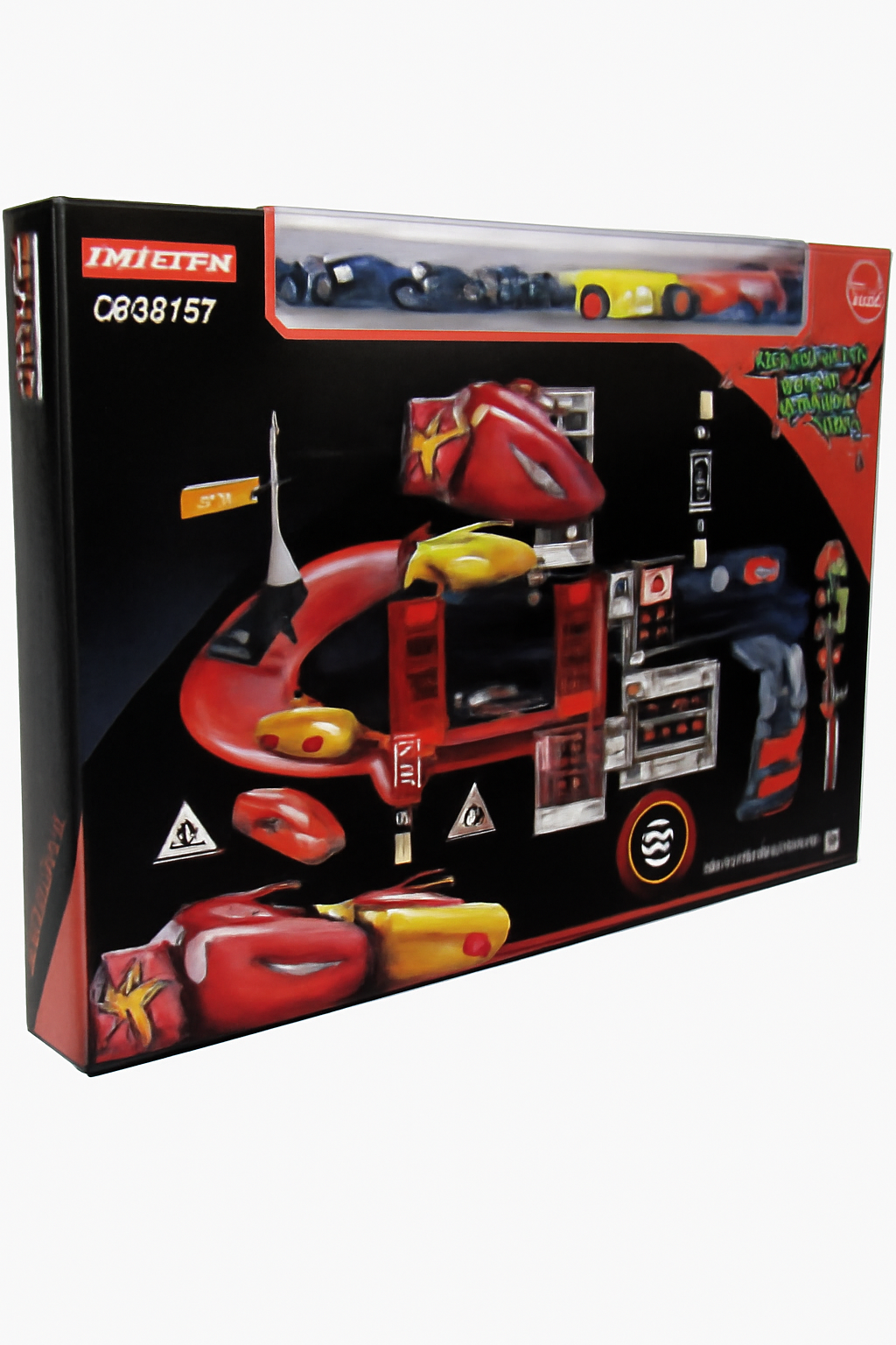 Racing Car Track Playset – 29-Piece Toy Set with Cars, Track, and Traffic Signs for Kids Ages 3+