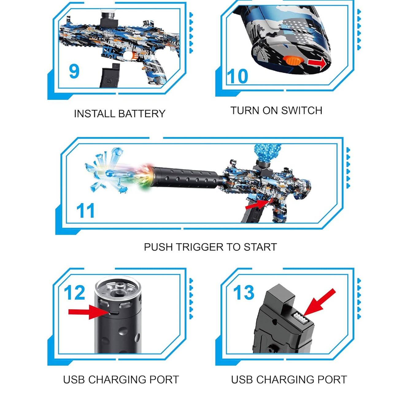 MP5 Electric Gel Blaster Gun – Smoke Version For kids