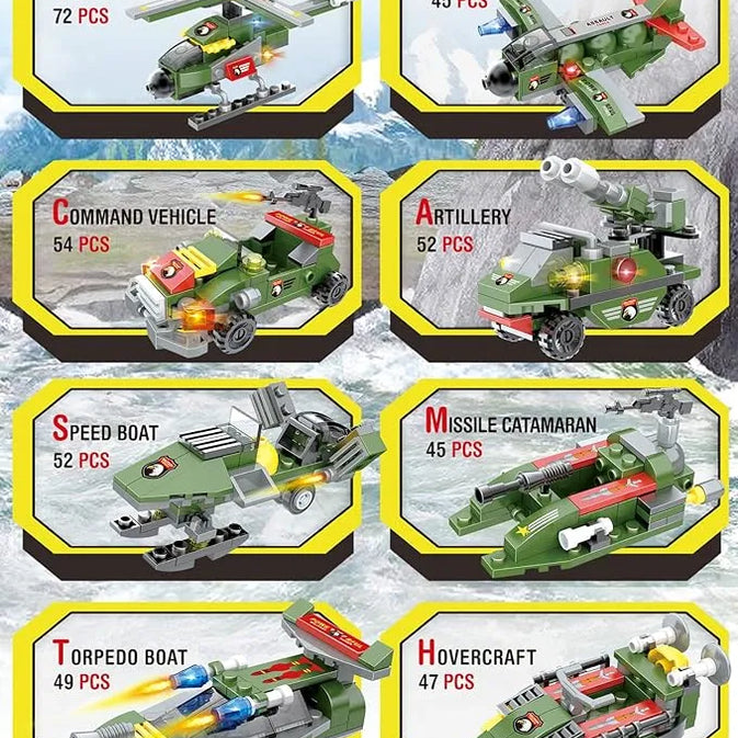 Military Helicopter Building Block Set – 514 PCS, 8-in-1 War Set (Ages 6+)