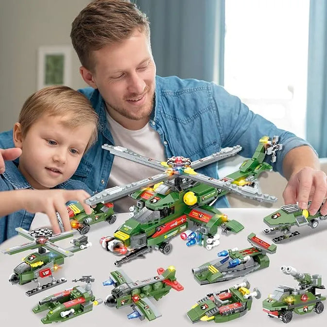 Military Helicopter Building Block Set – 514 PCS, 8-in-1 War Set (Ages 6+)