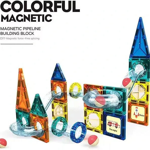 Colorful Magnetic Pipeline Building Blocks – 42 PCS DIY STEM Educational Toy Set