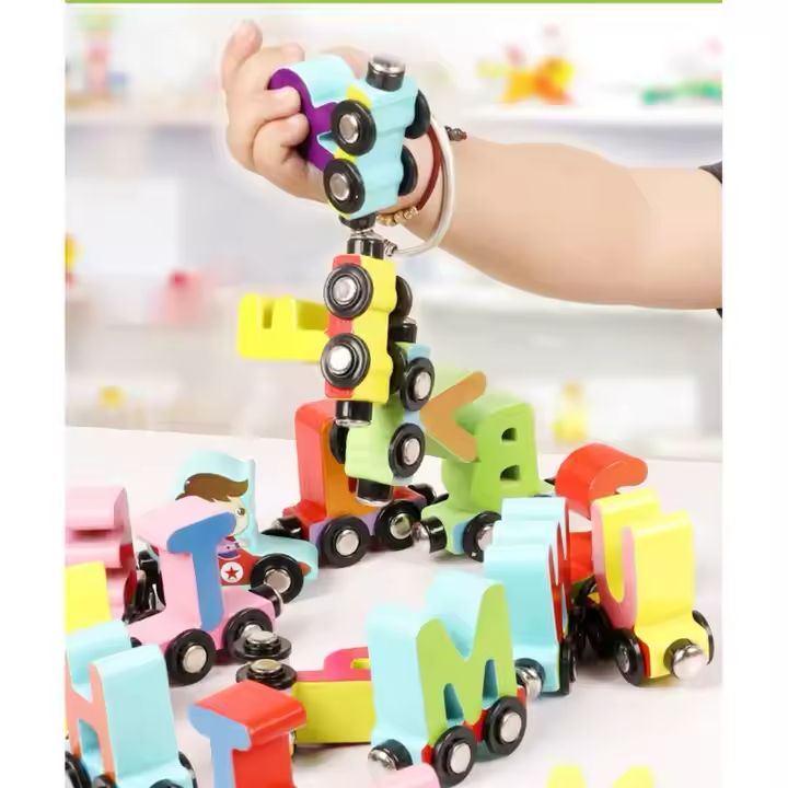 Wooden Magnetic Train with Numbers: Colorful Play & Learn